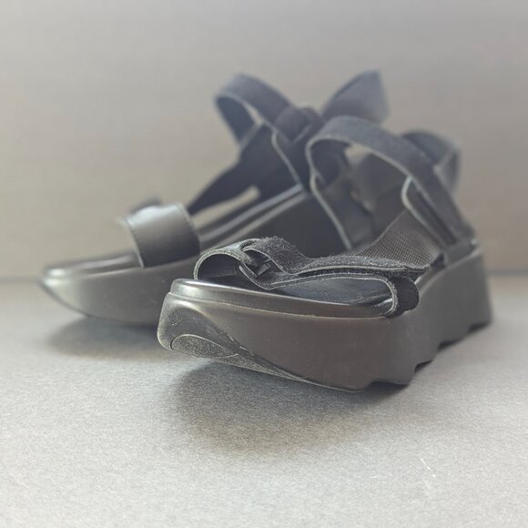 Black suede and leather strappy velcro sandals  made in Italy size 39 - Picture 3 of 11